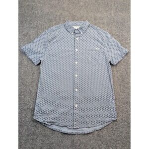 Laguna Shirt Mens Medium Blue Geometric Short Sleeve Button Front Casual